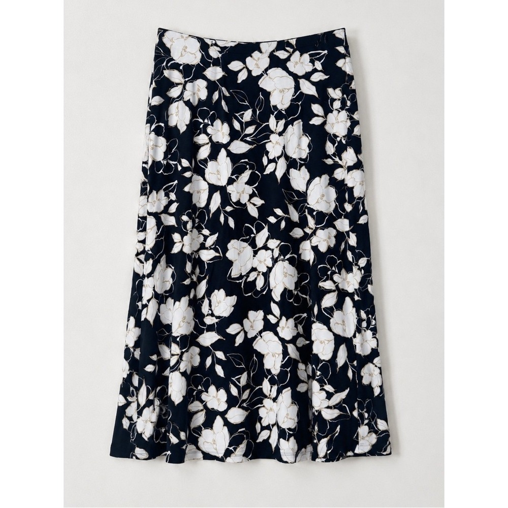 J Jill Floral Jersey Knit Maxi Skirt XL Coastal Beachy Bohemian